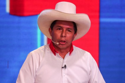 O candidato à presidência do Peru, Pedro Castillo