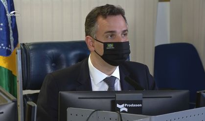 Presidente do Senado, Rodrigo Pacheco (DEM-MG) durante rito de abertura da CPI d