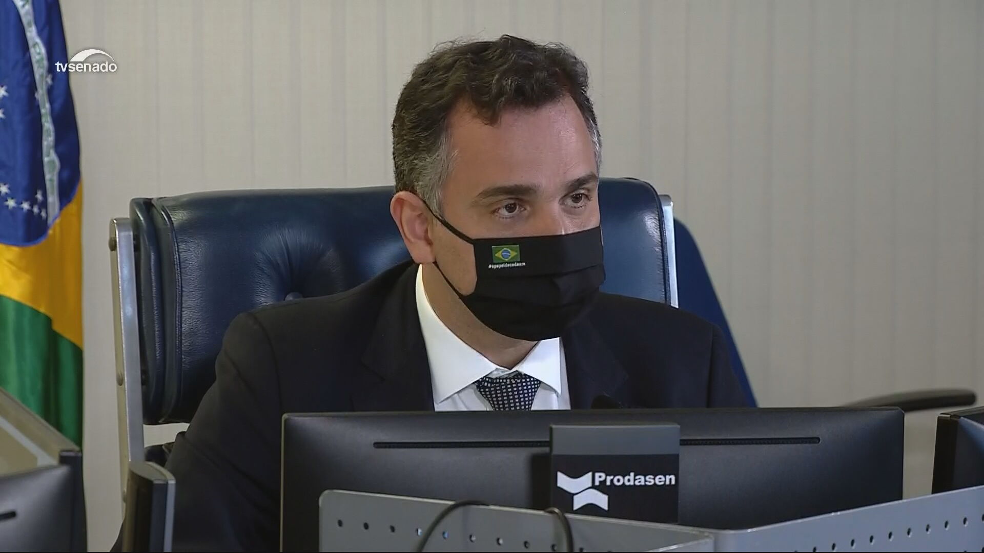 O presidente do Senado, Rodrigo Pacheco (DEM-MG) (13.abr.2021)