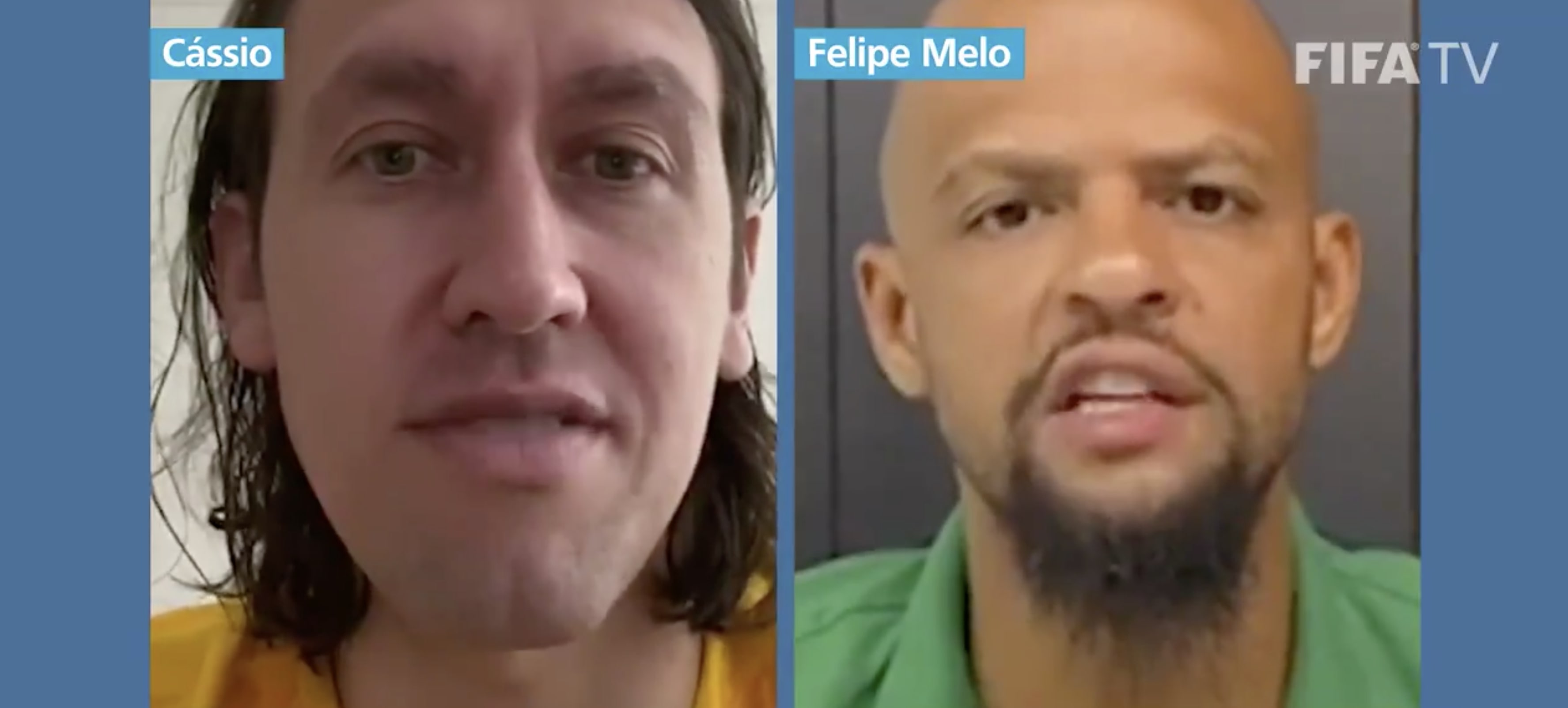 Goleiro Cássio e zagueiro Felipe Melo gravam vídeo juntos