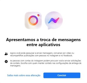 Apresentação da convergência entre Instagram e Messenger