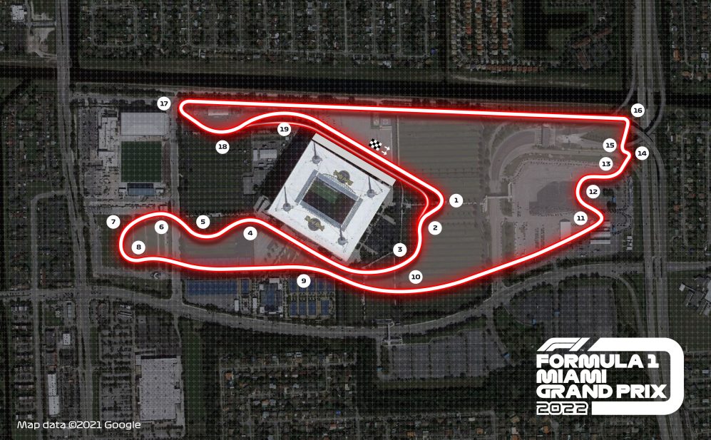 Circuito da F1 em Miami terá 5,4km e 3 retas com possibilidade de ultrapassagens