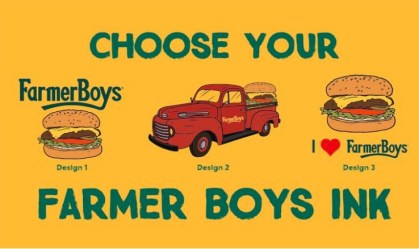 Farmer Boys oferece hamburgueres de graça por um ano para quem tatuar seu nome