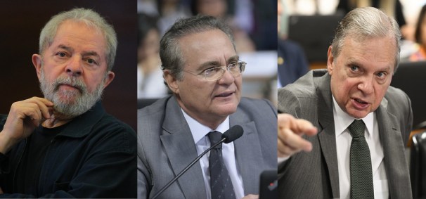 Ex-presidente Lula e os senadores Renan Calheiros e Tasso Jereissati