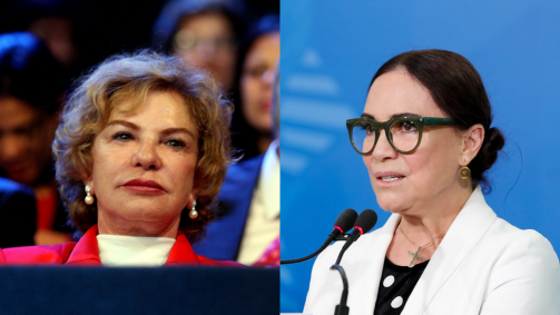 Ex-primeira-dama Marisa Letícia ao lado de Regina Duarte