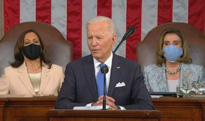 O presidente dos Estados Unidos, Joe Biden, discursa (28.abr.2021)