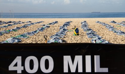 ONG Rio de Paz fez ato em Copacabana em memória aos 400 mil mortos pela covid-19