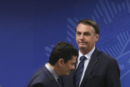 O presidente Jair Bolsonaro e o ministro da Justiça Sergio Moro