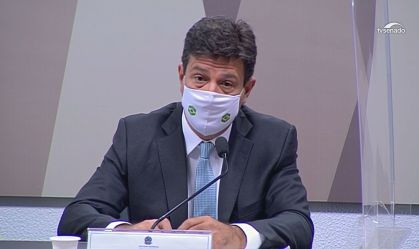 O ex-ministro da Saúde, Luiz Henrique Mandetta, fala na CPI da Pandemia