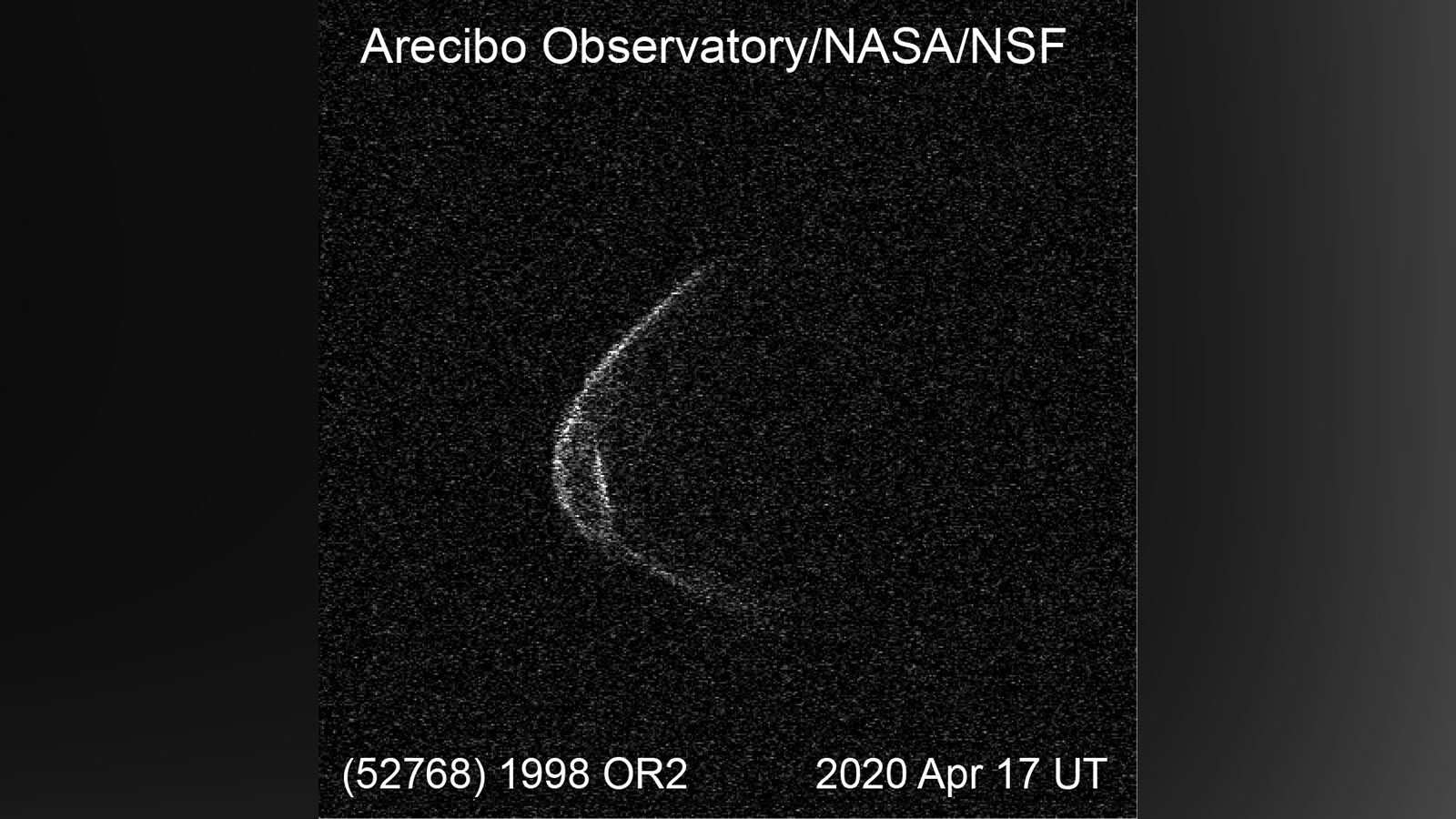 Imagem de radar doppler do asteroide 1998 OR2 faz parecer que ele está usando um