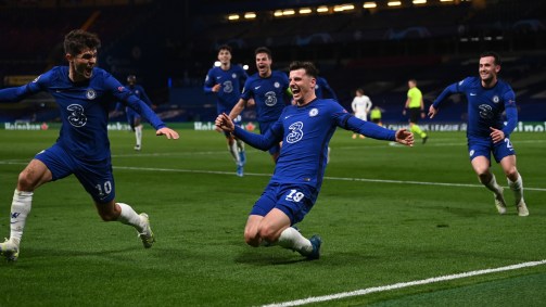 Jogadores do Chelsea comemoram classificação para a final da Liga dos Campeões