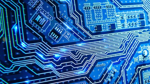 Chip em exposição em feira em Xangai, na China