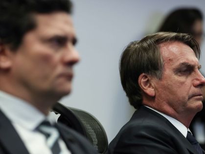 O presidente Jair Bolsonaro e o ex-ministro da Justiça Sergio Moro