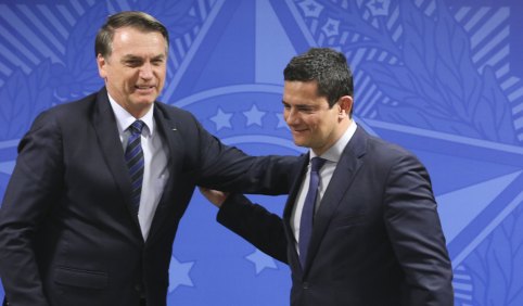 O presidente Jair Bolsonaro e o ex-ministro da Justiça Sergio Moro