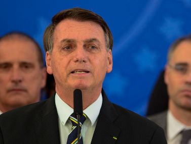 O presidente Jair Bolsonaro em pronunciamento em Brasília