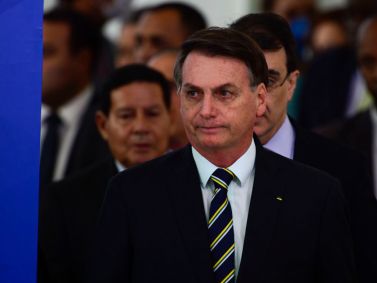 O presidente Jair Bolsonaro em pronunciamento em Brasília