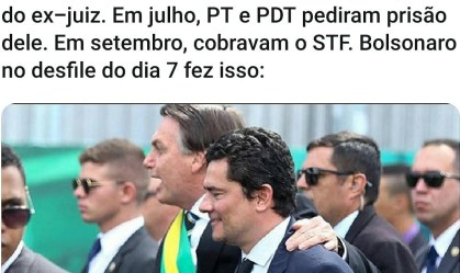 Bolsonaro publica foto de evento em que diz ter apoiado Moro contra opositores