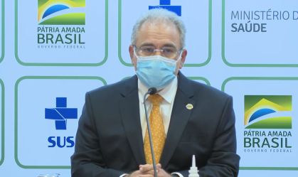 O ministro da Saúde, Marcelo Queiroga, em coletiva de imprensa