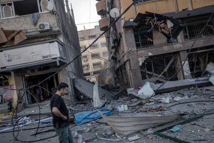 Região de Gaza após ataque aéreo de Israel