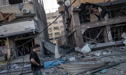 Região de Gaza após ataque aéreo de Israel
