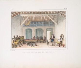 Gravura de Jean Baptiste Debret, de 1835 - Boutique de la rue du Val-Longo