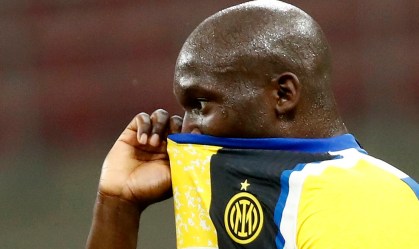 Romelu Lukaku em partida Inter Milan e AS Roma