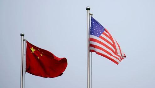 Bandeira da China e dos Estados Unidos