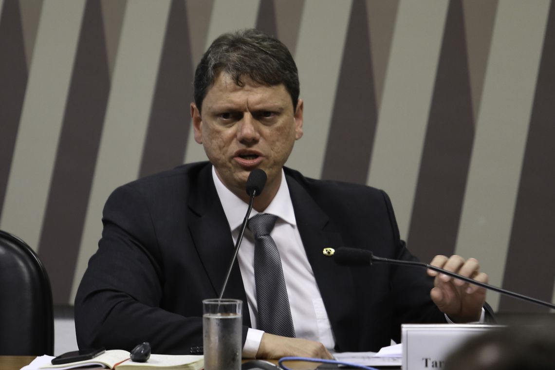 O ministro da Infraestrutura, Tarcísio Freitas