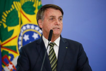 O presidente Jair Bolsonaro durante posse dos novos ministros 