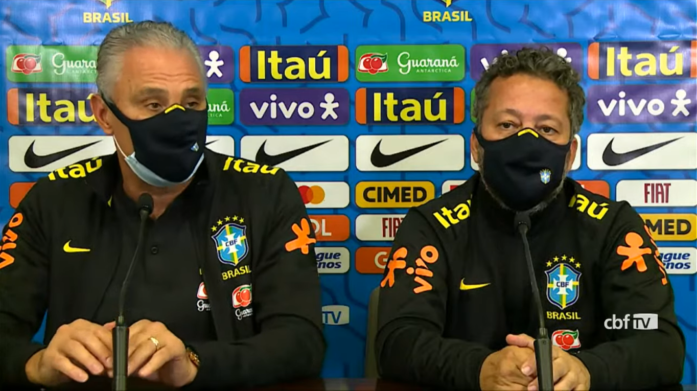 Tite e Cléber Xavier em entrevista coletiva