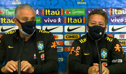 Tite e Cléber Xavier em entrevista coletiva