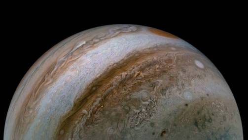 Imagem capturada pela missão Juno mostra atmosfera de Júpiter