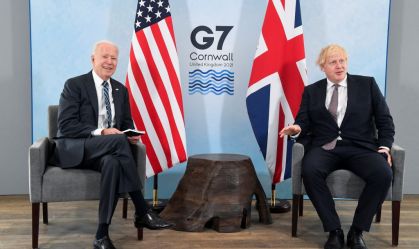 Presidente dos EUA, Joe Biden, e primeiro-ministro da Inglaterra, Boris Johnson