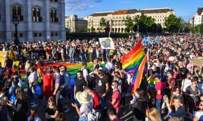 Manifestantes em Budapeste