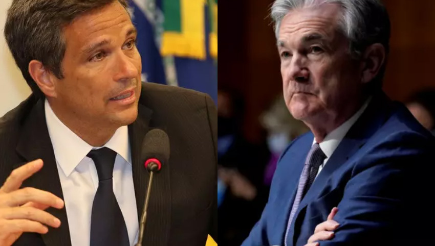 Roberto Campos Neto, presidente do BC, e Jerome Powell, presidente do Fed