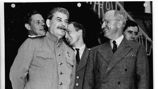 O líder soviético Joseph Stalin e o presidente americano Harry Truman