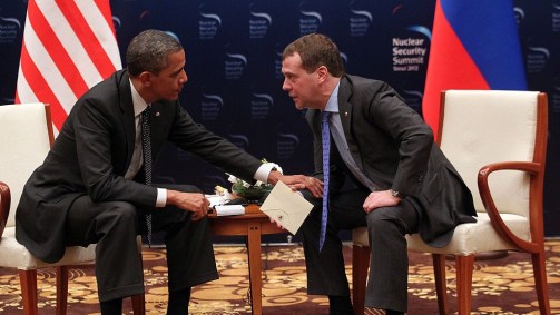 O presidente americano Barack Obama e o presidente da Rússia Dmitry Medvedev