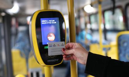Bilhete Único em catraca de ônibus em São Paulo
