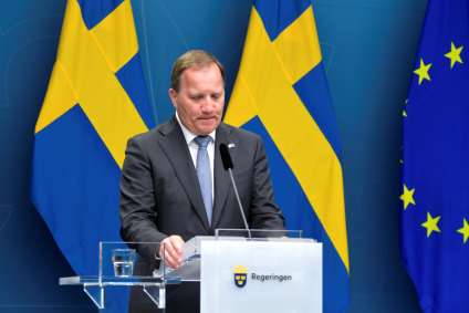 Premiê da Suécia, Stefan Lofven, durante entrevista coletiva em Estocolmo