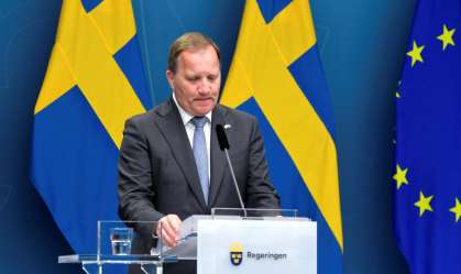 Premiê da Suécia, Stefan Lofven, durante entrevista coletiva em Estocolmo