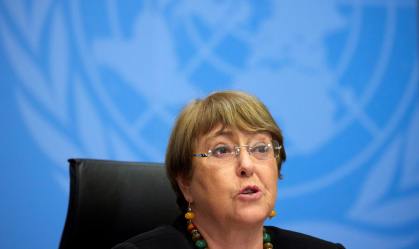 Michelle Bachelet durante entrevista coletiva em Genebra