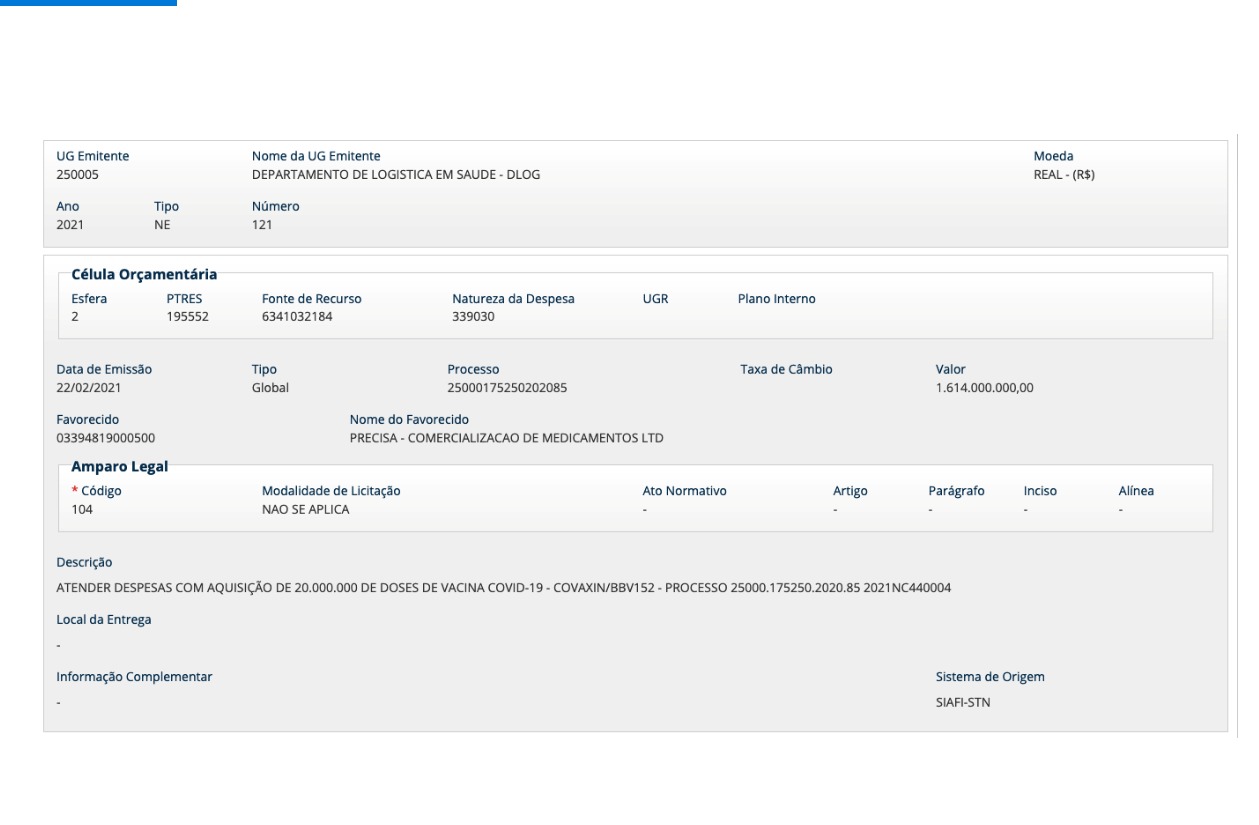 contrato realizado com a Precisa Medicamento contrato realizado com a Precisa Medicamento