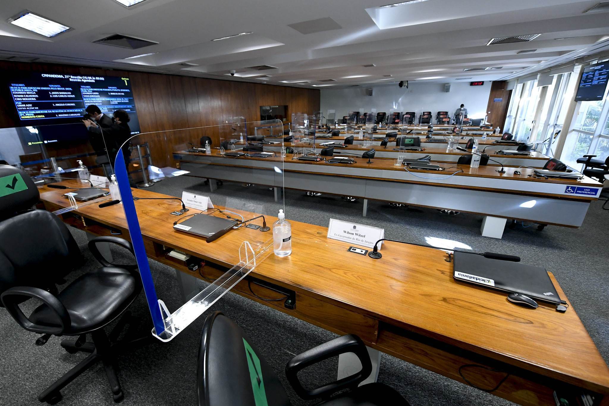 Sala onde ocorrem depoimentos da CPI da Pandemia no Senado Sala onde ocorrem depoimentos da CPI da Pandemia no Senado