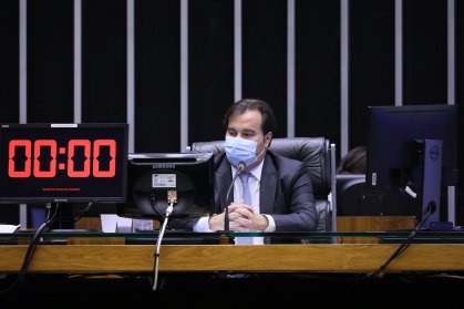 O presidente da Câmara dos Deputados, Rodrigo Maia, durante sessão legislativa
