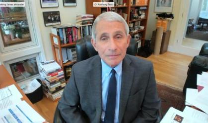 O médico conselheiro da Casa Branca Anthony Fauci em audiência no Senado