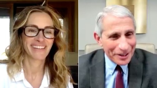 Julia Roberts e o médico Dr. Fauci.