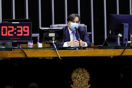 O presidente da Câmara Rodrigo Maia em sessão legislativa