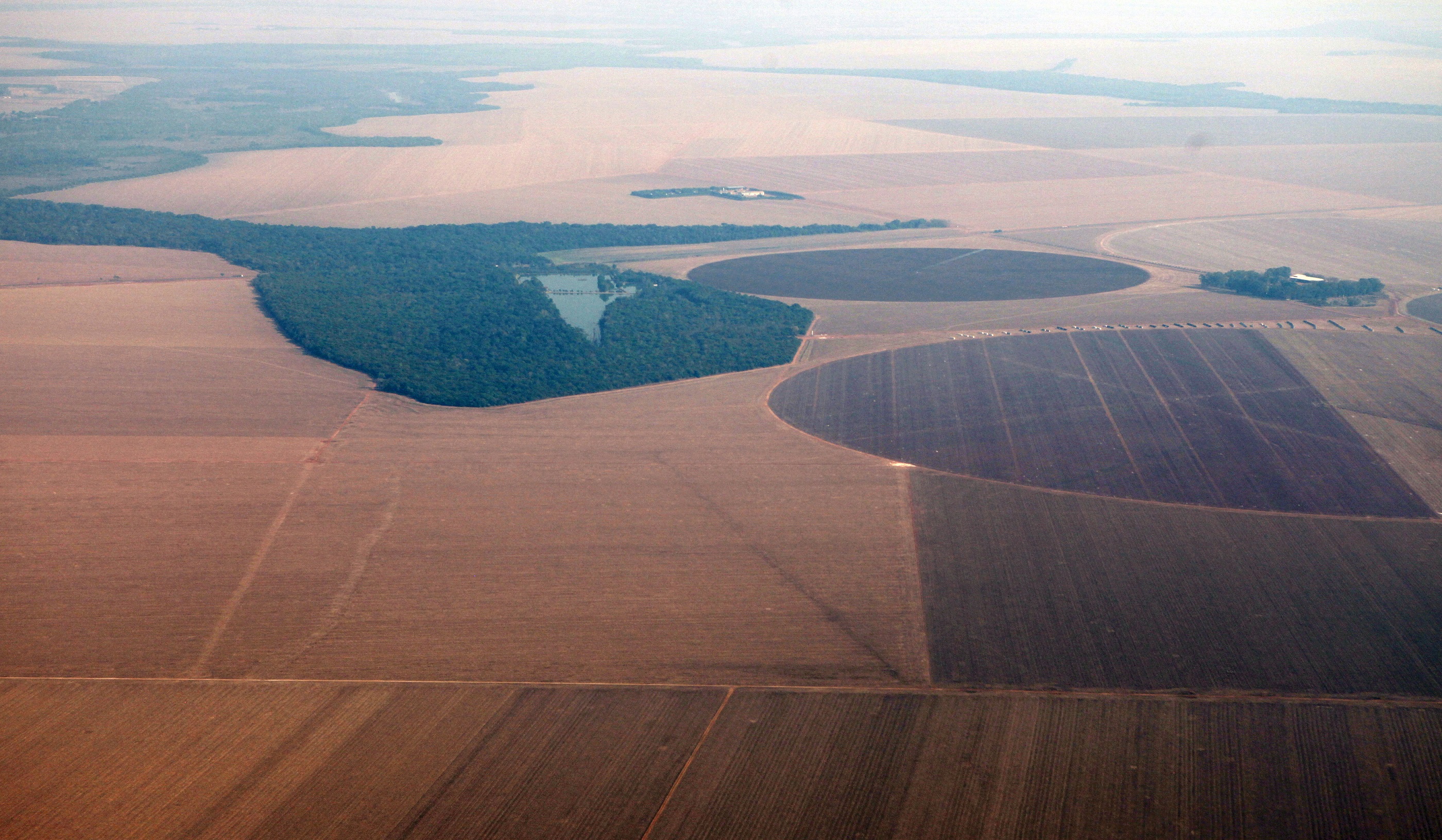 Vista aérea de plantação de soja no Mato Grosso