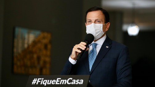 O Governador do Estado de São Paulo, João Doria, durante entrevista coletiva.