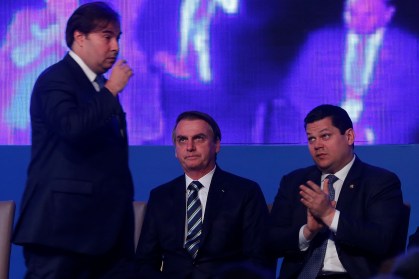 Rodrigo Maia, Bolsonaro e Alcolumbre participam de evento em Brasília